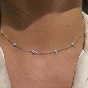 FLORAL Delicate NECKLACE gola and blue